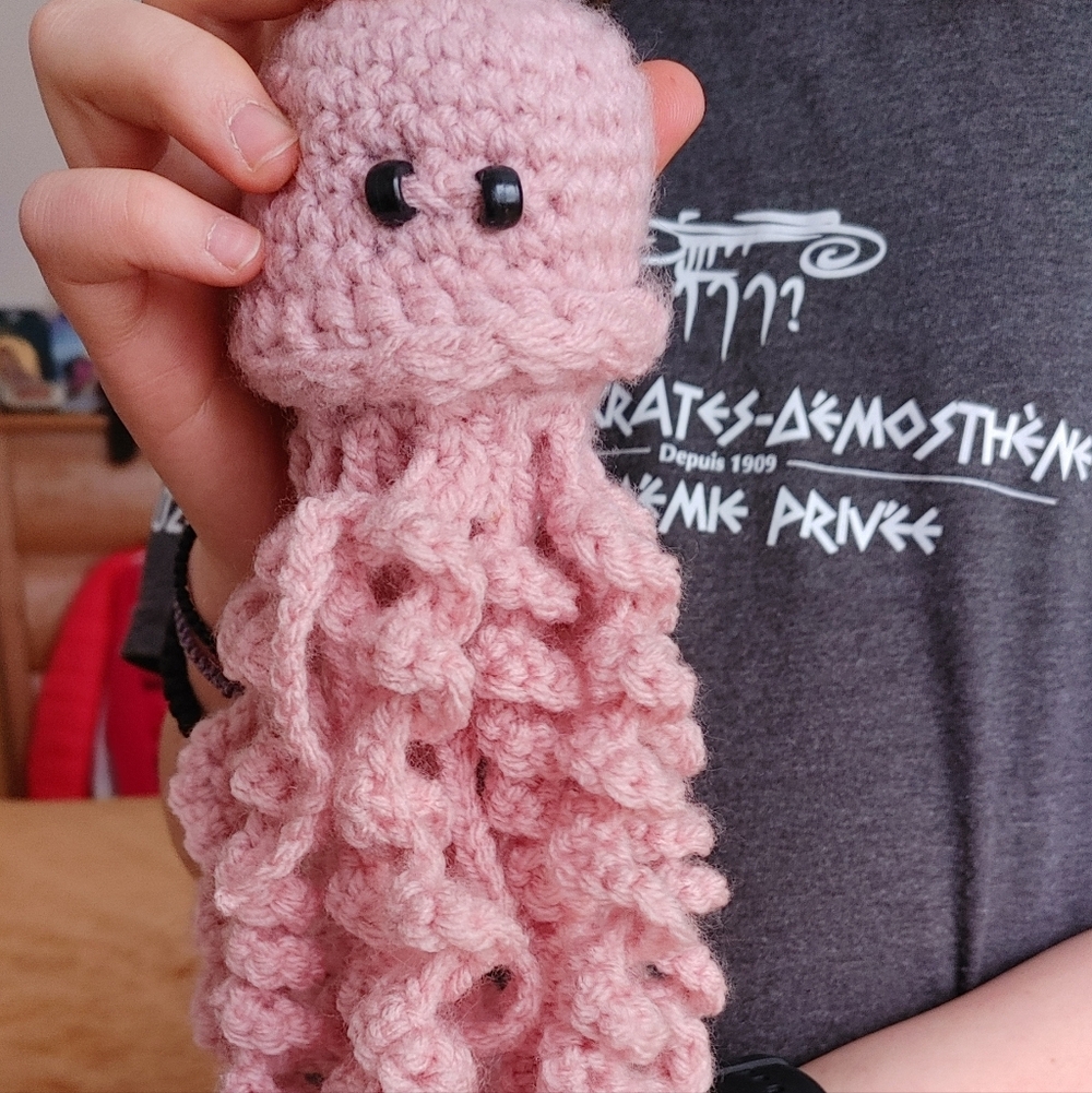 Soft Pink Crochet Jellyfish Plush